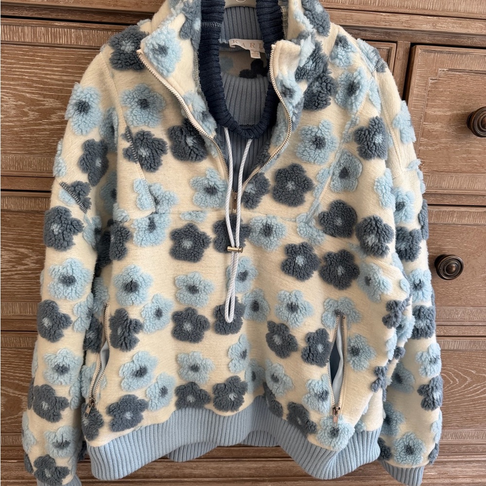 Karlie Blue and Cream Knit Pullover